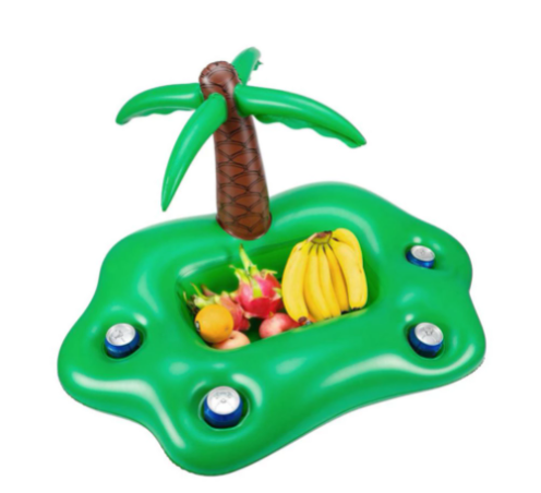 Palm Tree Drink Holder Float - Inflatable Tropical Cup Holder Island