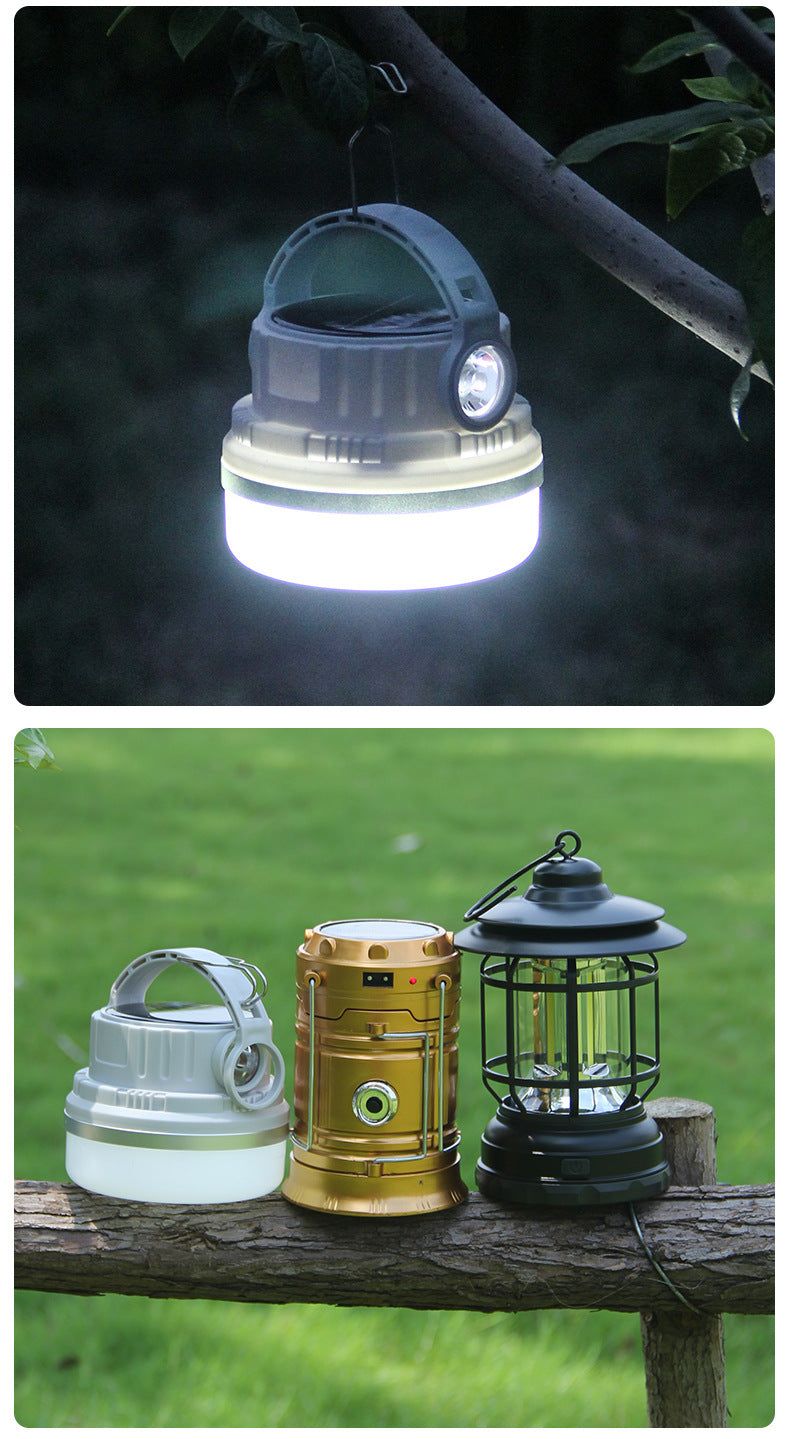 Vintage Metal Camping Lantern - Rechargeable COB LED