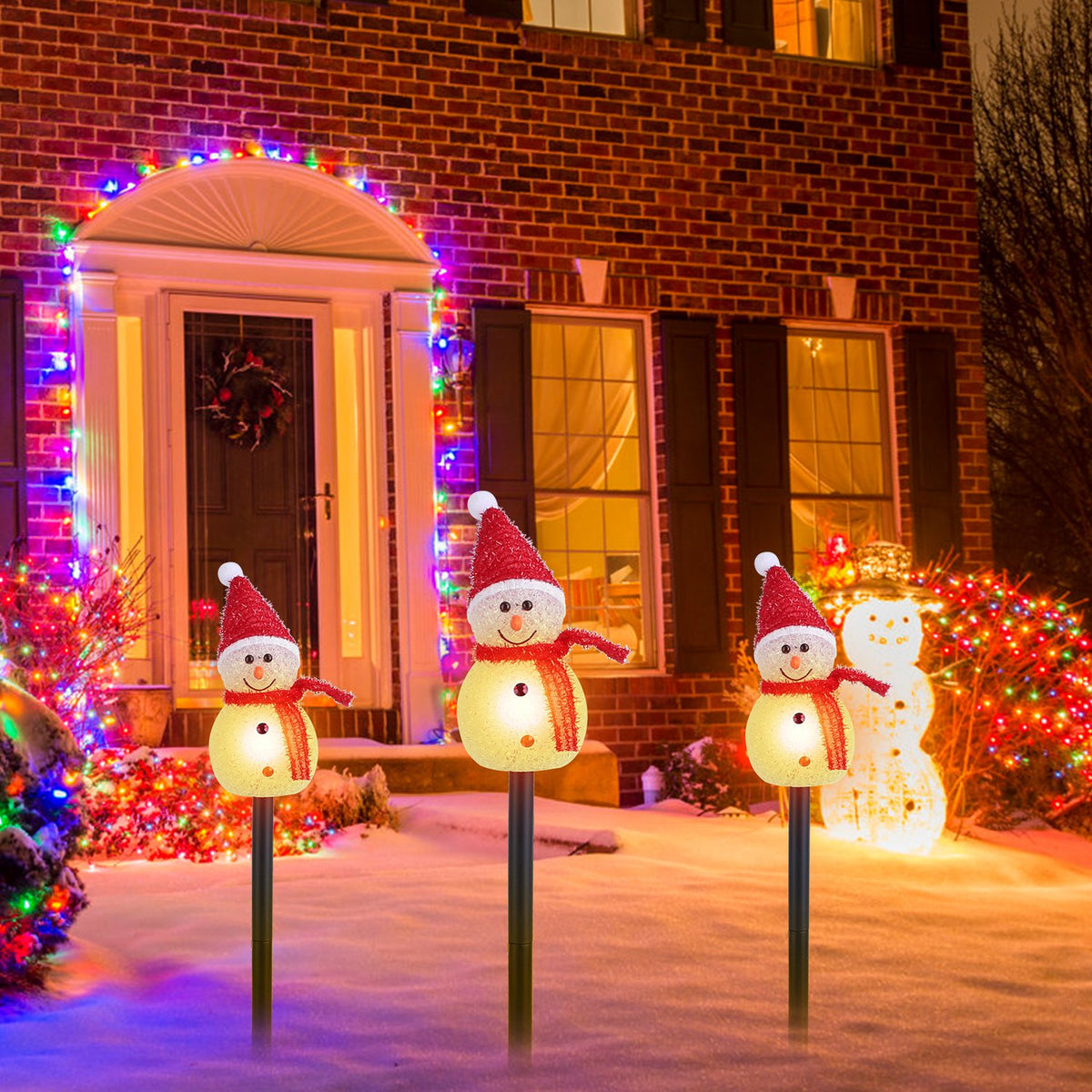 Solar snowman garden stake lights - view 4