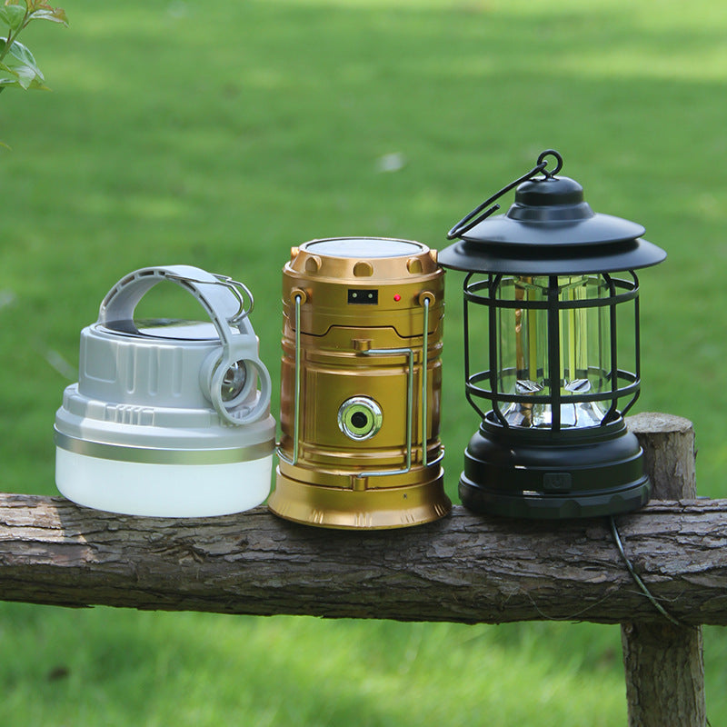Vintage Metal Camping Lantern - Rechargeable COB LED