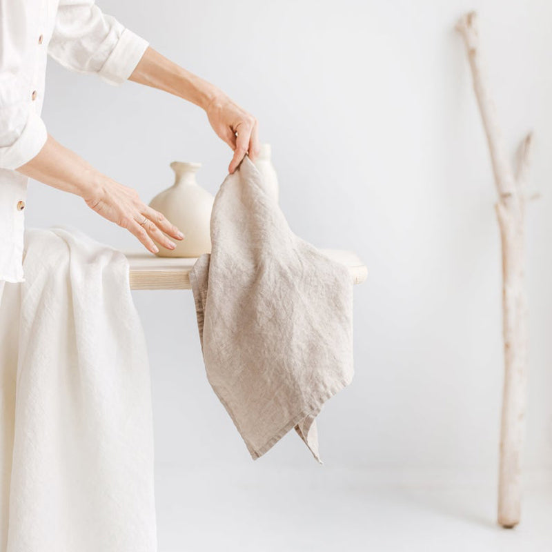 European Linen Tea Towel with Hanging Loop - 14 Designer Colours
